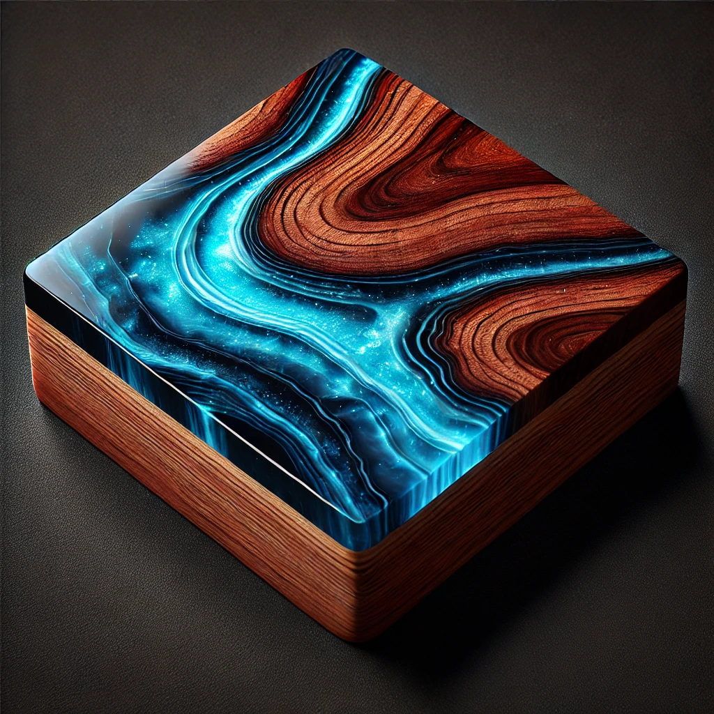 Rose Wood And blue Effect Epoxy